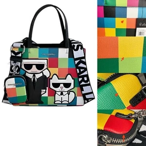 Karl Lagerfeld Paris Maybelle Satchel Multicolor Handle Crossbody Strap Bag (BN) - Picture 1 of 17