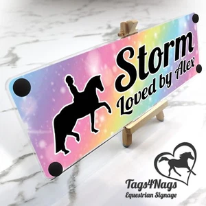 Popular Horse Stable Name Plate Rainbow & Black text, 10 logo & font options - Picture 1 of 15