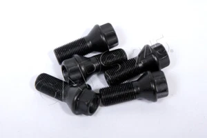 Genuine BMW 5pcs 14 X 1.25 mm Wheel Black Lugs Bolts Nuts 36136890324 - Picture 1 of 3