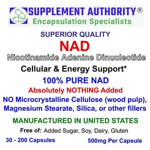 NAD Powder Capsules 500mg - 30 - 200ct Bags - SUPER FRESH! - NEW! - Intro Price! - Picture 1 of 8