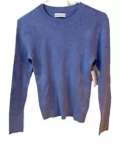 NUEVO Suéter Ligero Nine West Azul Acanalado Manga Larga-Talla M-Cuello Crew-Ajustado - Imagen 1 de 14