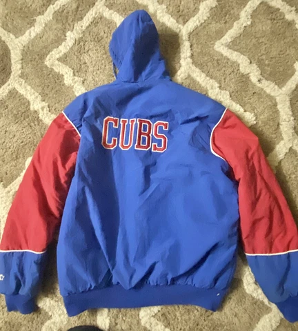 Vintage Chicago Cubs Starter Hooded Windbreaker Jacket Size XL  USA Made Cover