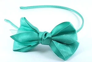 Shimmer Sparkle Summer Ribbon Bow Headband Alice Band Pink Green White Or Coral - Picture 1 of 5