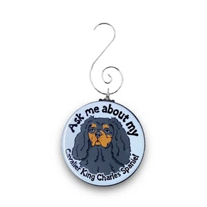 Cavalier King Charles Spaniel Mini Ornament Dog Holiday Handmade 2.25" Black Tan - Picture 1 of 5