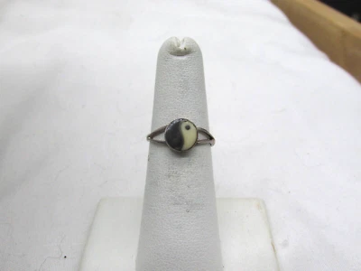 Anillo de plata esterlina Yin & Yang esmalte blanco y negro talla 5,25 México TC-107 #119 Foto 1 de 4