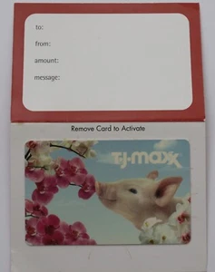 TJ Maxx Store Gift Card Pig Orchid Flowers Collectible Vintage New - Picture 1 of 1