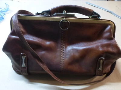 vintage Sac à main DOCTEUR cuir marron besace medecin Handbag doctors - Photo 1/4