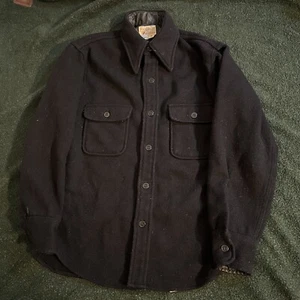 Vintage 60’s 70’s Fox Knapp Wool Men Shirt Jacket Thick Size S anchor navy - Picture 1 of 7