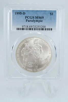 1995-D PCGS MS69 Paralympic Commemorative Silver Dollar Business Strike $1 - Image 1 of 2