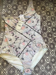 CHANEL 12P VINTAGE NEW TAGS ECRU MULTICOLOR CC LOGO One-piece Swimsuit FR40-38 - Picture 1 of 11