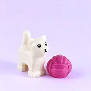 Weißes Lego Kätzchen Minifigur mit rosa Wollknäuel-Neu Lego Tier - Bild 1 von 3