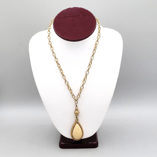 VETEMENTS Collana donna panna ciondolo goccia tono oro maglia tonda catenina chiusura aragosta