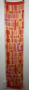 Echo Silk Scarf Rectangle Scarf Orange Pink Geometric Print - Picture 1 of 9