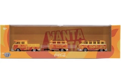 M2 MACHINES 1960 VW DOUBLE CAB W/ TRAILER & 1960 VW 15 WINDOW BUS HAULERS - Image 1 of 2