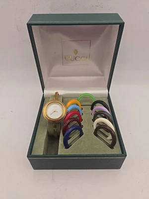 古驰11/12.2 Change表圈金色12色瑞士石英表女士腕表  — 第 1/4 张图片