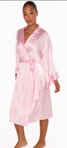 SHOW ME YOUR MUMU The Harlow Robe Women's One Size Satin PINK STRIPE - Picture 1 of 4