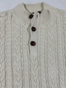 Fischer Zopfmuster Pullover Creme 3-Knopf Stehkragen Herren XL Great Northwest - Bild 1 von 7