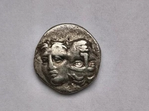 Alte echte antike griechische Silbermünze MOESIEN, ISTROS DRACHME ( 400-350 v. Chr.). - Bild 1 von 2