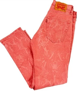 Levis 511 Mens Jeans Size 36 x 30 Slim Fit Coral Tropical Print Retro - Picture 1 of 4