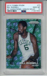 2014 PANINI PRIZM SP VARIATIONS GREEN MOJO #23 BILL RUSSELL /25 PSA 10 LOW POP 3 - Picture 1 of 2