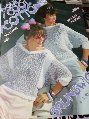Brunswick  Vintage Knitting Book 861 Quick Cool Cotton w Crochet  - Image 1 of 4