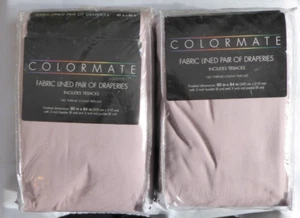 2 Pairs (80x84 each) Sears Fabric Lined Draperies w/Tiebacks, Poly/Cotton Rose - Picture 1 of 4
