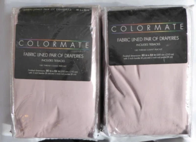 2 Pairs (80x84 each) Sears Fabric Lined Draperies  w/Tiebacks, Poly/Cotton Rose - Image 1 of 4