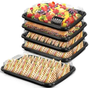 Coselena 5 Large Reusable Food Platters with Lids. Catering, Buffets, Parties - Picture 1 of 7