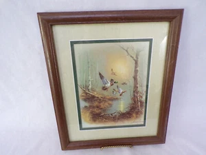 Andres Orpinas Stockente im Flug im Morgengrauen gerahmt Passepartout Lithographie signiert E25 - Bild 1 von 10