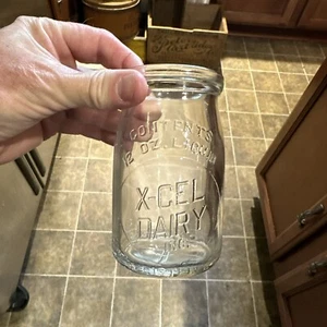 X-Cel Dairy Inc. Embossed 12 Oz Cottage Cheese Bottle Barberton Ohio OH - Picture 1 of 11