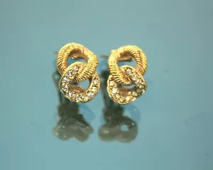 Christian Dior goldfarbener Strass-Ohrring Damen-Accessoires gebraucht - Bild 1 von 17