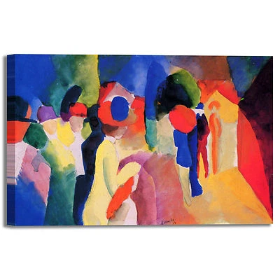 QUITECH Macke ragazza giacca gialla design quadro stampa tela dipinto telaio arredo casa