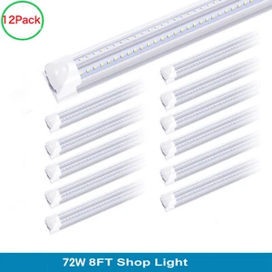 12Pack 8FT Led Shop Light 8 Foot 72W T8 Integrated 8' LED Tube Light Fixture - Picture 1 of 12
