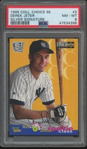 1995 COLLECTOR'S CHOICE SE DEREK JETER 2 NRMT-MT RC SILVER SIG PSA 8 YANKEES