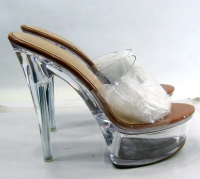 LILIANA CLEAR 6"Stiletto Heel 2"PLATFPRM open Toe SLIP ON Shoes  WOMEN Size  8 - Image 1 of 4