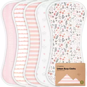 Organic Burp Cloths for Baby Boys and Girls - 5-Pack Super Absorbent Burping Clo - Picture 1 of 12