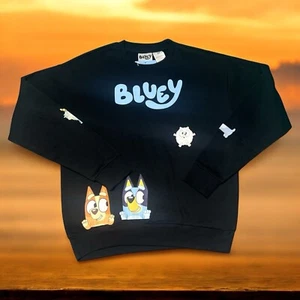 Bluey Disney Bingo Adult Small Unisex Crewneck Sweatshirt Black Graphic NWT - Picture 1 of 3