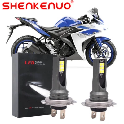LED Headlight Bulbs For Yamaha YZF-R3 2015 2016 2017 6000K WHITE High Power CG - Image 1 of 4
