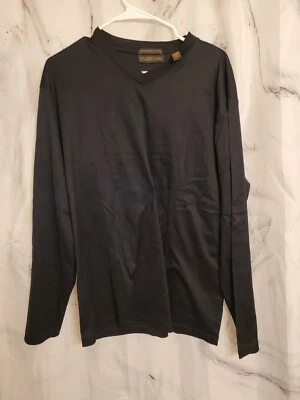 Metropolitan by Lord & Taylor Men's Long Slv Mercerized 100% Cotton Black Large  - Image 1 of 3