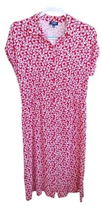 Chaps Womens L Dress Maxi Red Floral Button Up Boho Peasant Cottagecore  - Picture 1 of 7