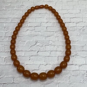 Vtg 40g Bakelite Egg Yolk Amber Butterscotch Graduated Prayer Bead Necklace 18.5 - Picture 1 of 14