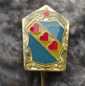 Antique Jirkov Czechoslovakia Coat of Arms Heraldic Crest Hearts Pin Badge - Picture 1 of 2