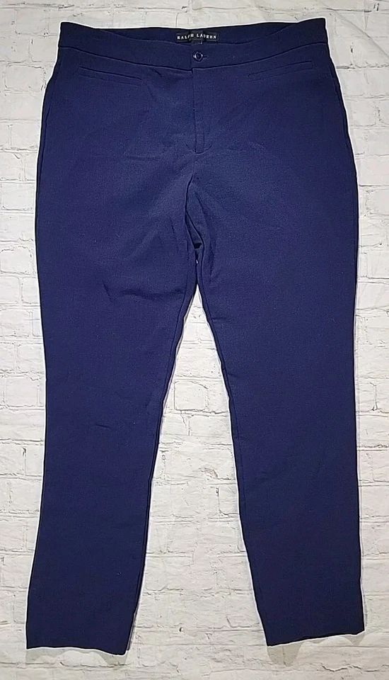 Pantalones de vestir Ralph Lauren etiqueta negra talla 12 (34x28) AGUJERO azul recto 100 % lana Foto 1 de 4