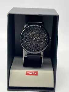 Timex Crystal Opulence Women's Analog Watch Black Leather Strap TW2R95100JT 38MM - Picture 1 of 8