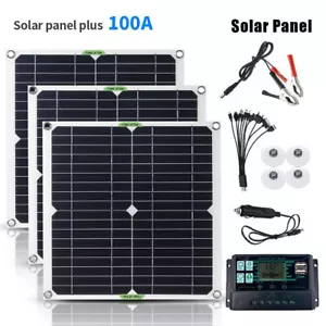 12V Solarpanel Kit Solarmodul 100A Regler USB Ladegerät Für Wohnwagen / Camping - Bild 1 von 43