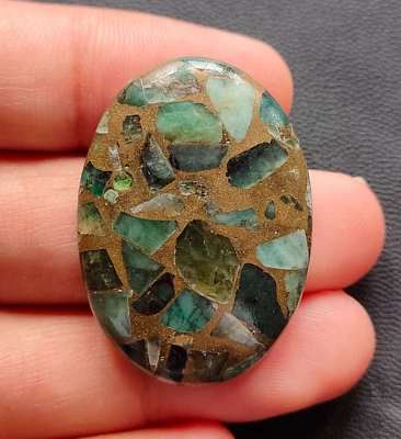 100% Natural Copper Serpentine Oval Cabochon Loose Gemstone 48 Cts 36x26x6 MM - Image 1 of 3