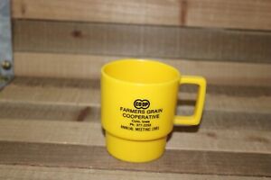 Vintage 1981 Farmer's Grain Co-Op, Colo, IA, Annual Meeting, Plastic Yellow Mug