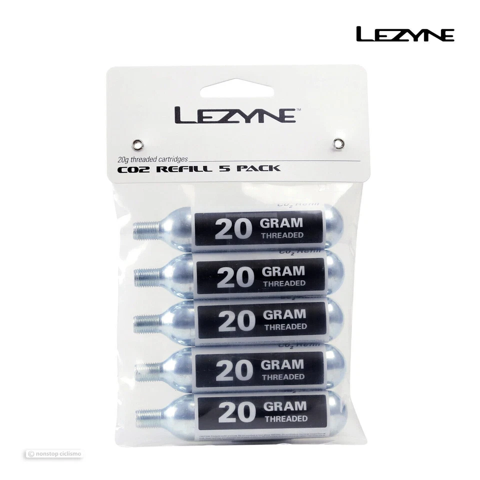 Cartuchos de recarga roscados de CO2 Lezyne 20 g - PACK DE 5 Foto 1 de 1