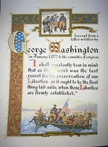 President George Washington 1777 Quote Valley Forge Congress cmte. c.e.lablane - Picture 1 of 2