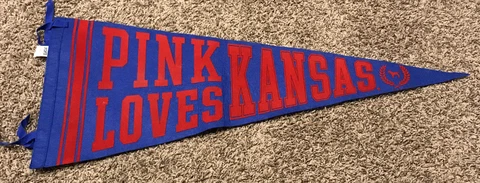 Victoria Secret PINK loves KANSAS College Banner blue  pennant jayhawks w8 Cover